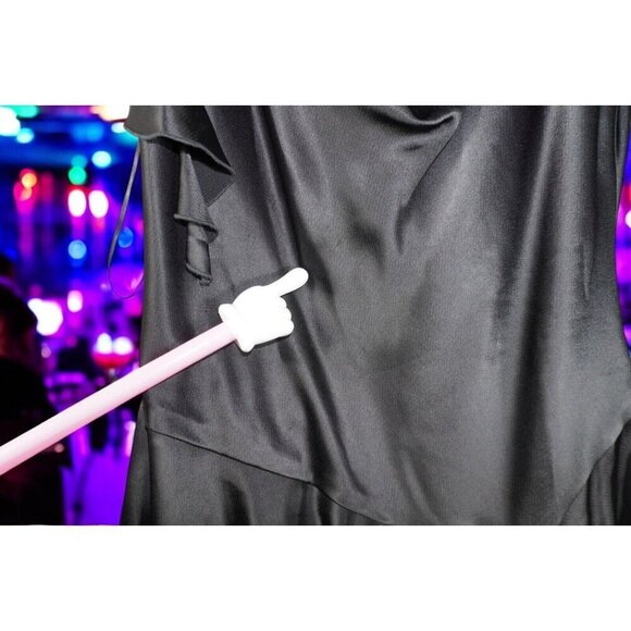 A.B.S. by Allen Schwartz Black Satin Handkerchief Hem Dress - Size 14 - Pre-Own - Picture 4 of 11